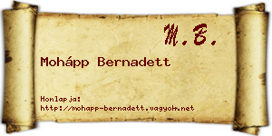 Mohápp Bernadett névjegykártya